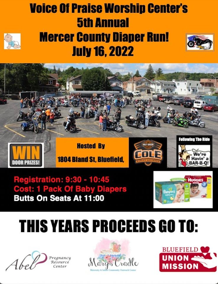 Upcoming Rides & Events - Mercer County Diaper Run 