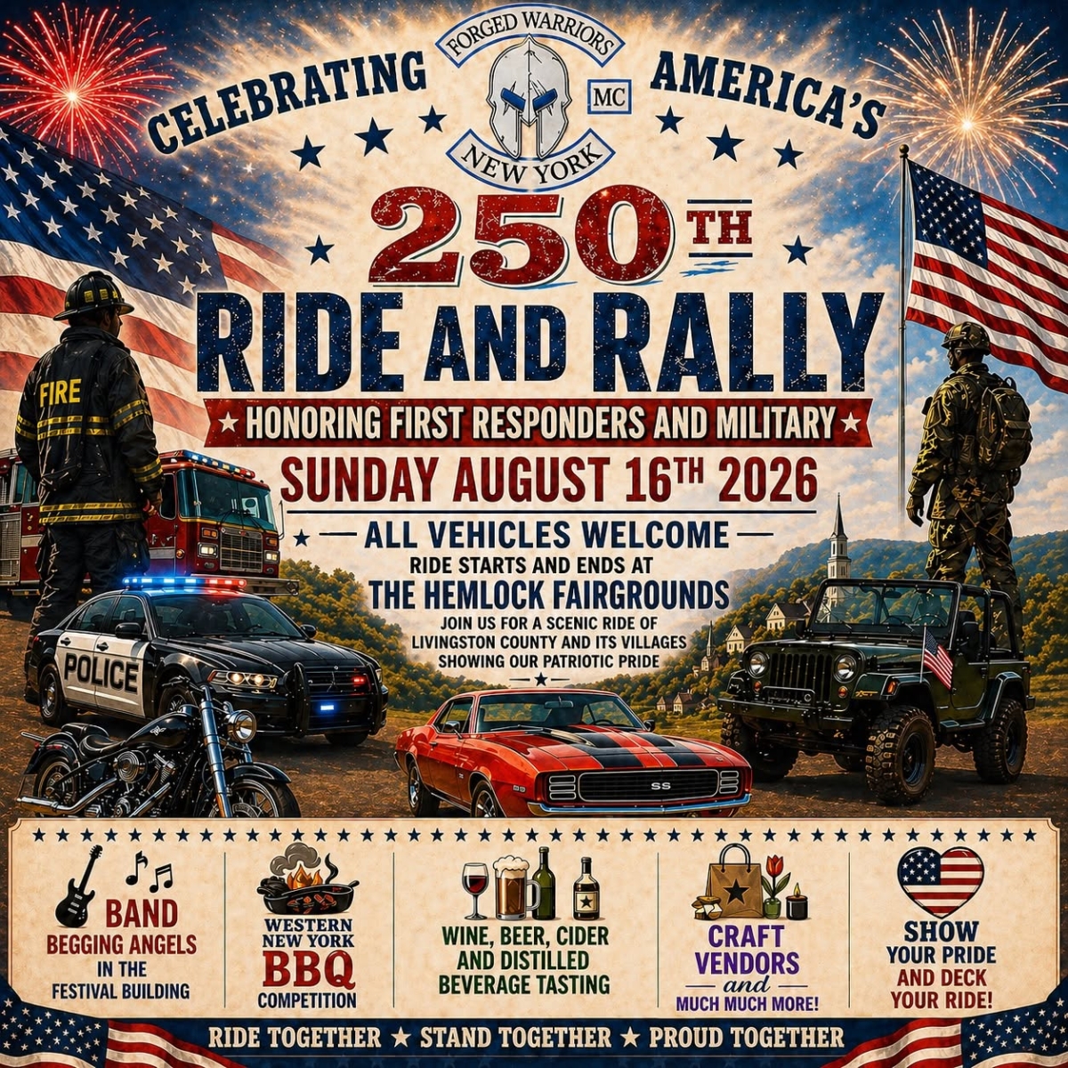 250th Ride and Rally Honoring First Responders and Military